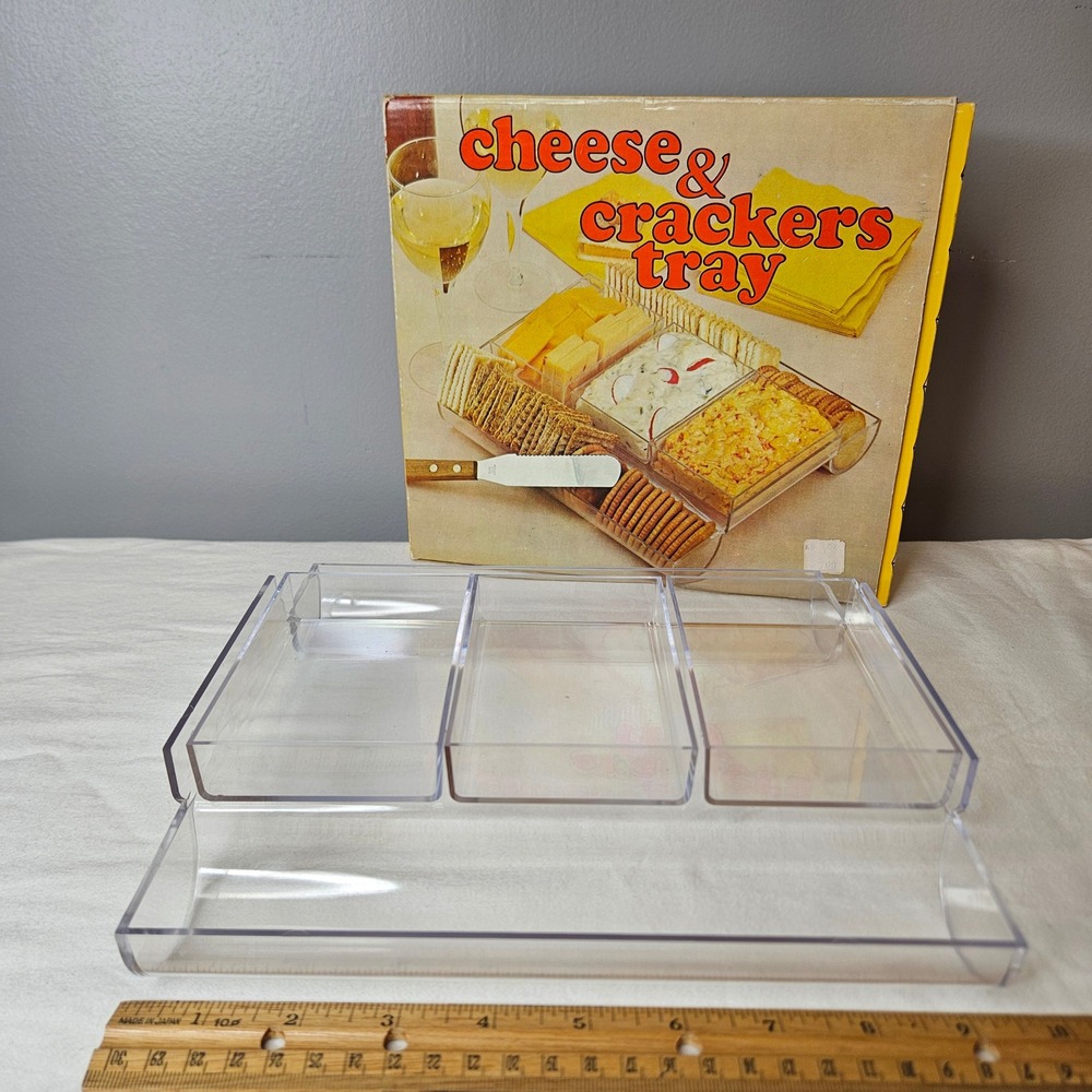 Vintage B and E Sales Clear Acrylic Cheese Crackers Meat Serving Tray MCM 703296